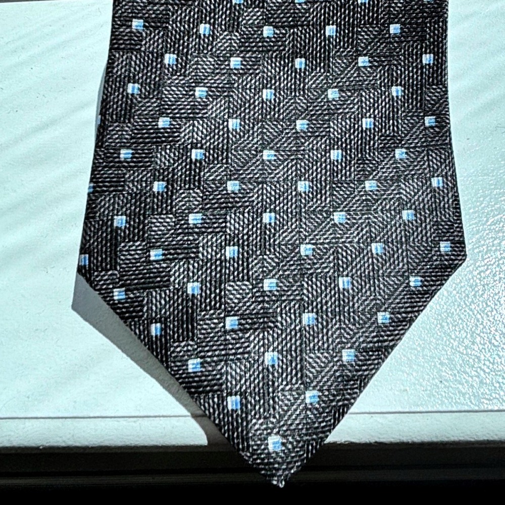 RBM Men's Necktie Black Geometric Polka Dot Patterned Business Casual